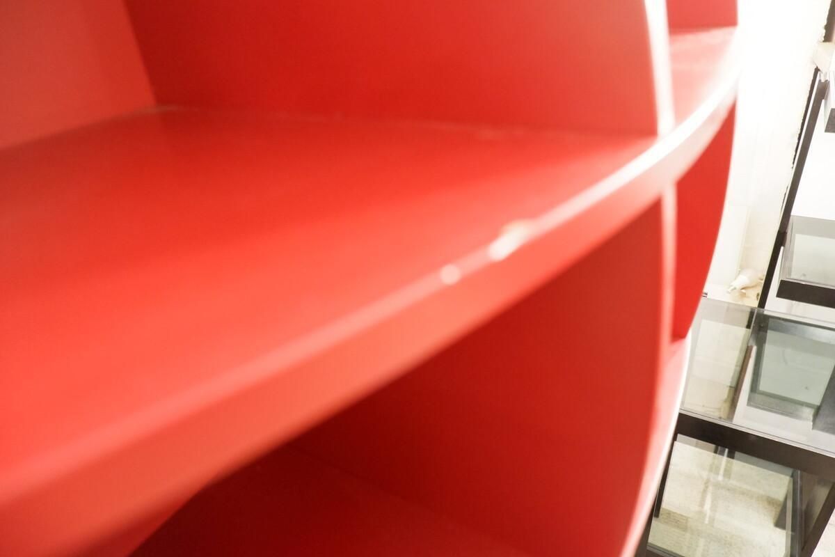 Mid Century Modern "Continental" Red Bookcase By Joe Colombo, 1960s photo vinterior