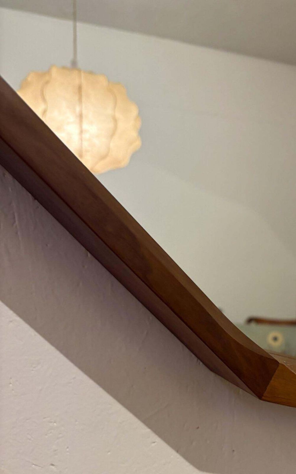 Mid Century Modern Large Wooden Mirror, Italy, 1960s photo vinterior