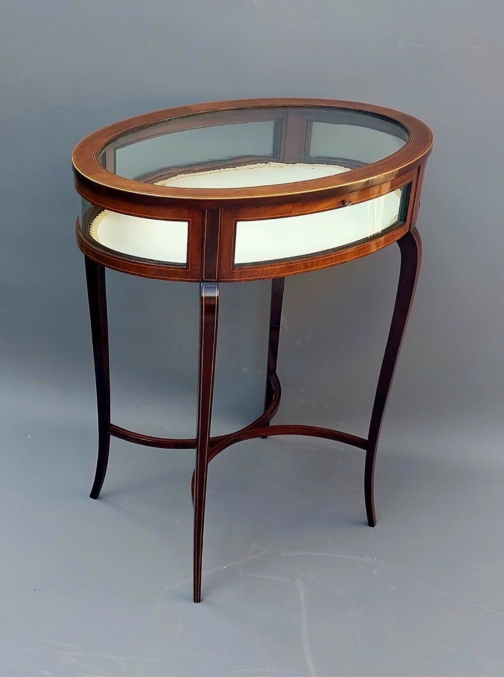 Edwardian Mahogany Bijouterie Display Table Vitrine photo vintage