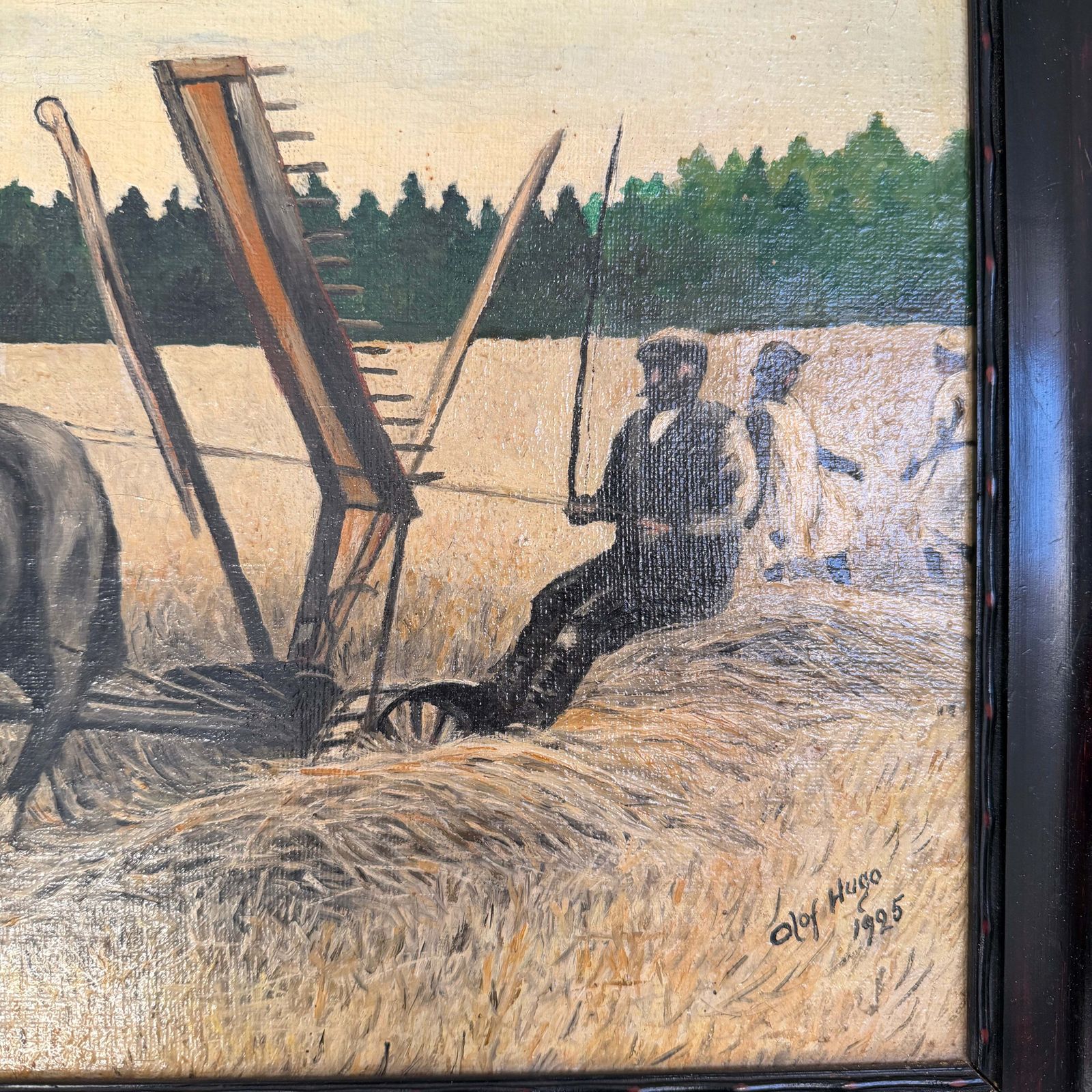 När Axen Mognat, 1925. Antique Swedish Oil Painting, By Olof Hugo photo furniture