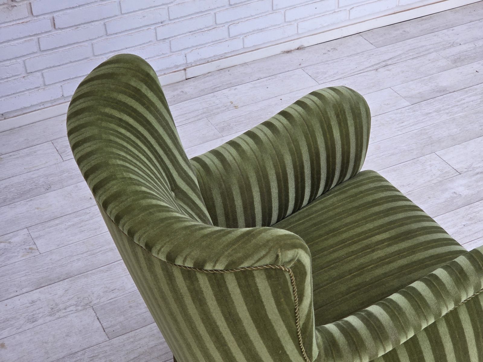 photo furniture 1960s, Danish Armchair, Original Green Furniture Velour.
