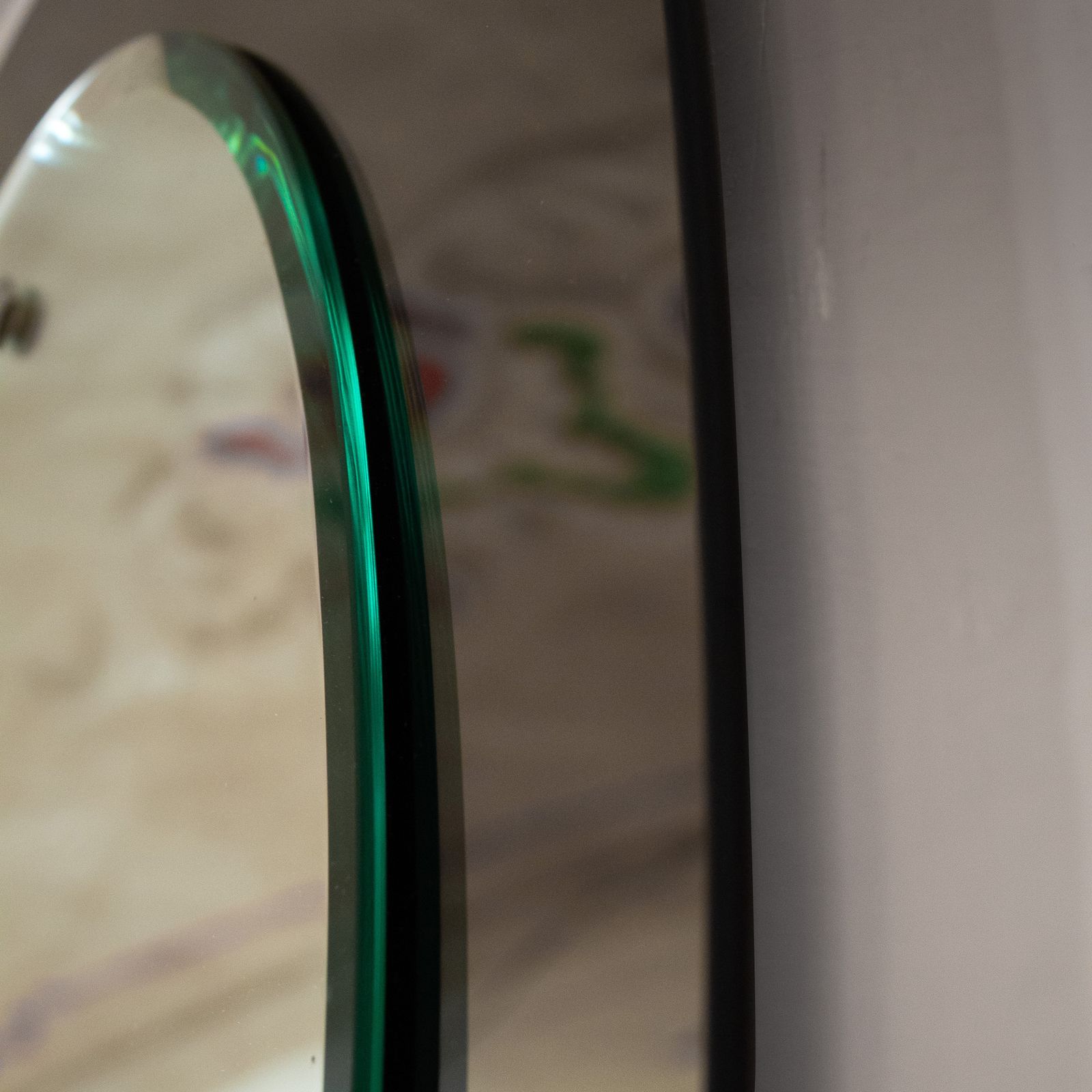 Mid  Century Modern Beveled Glass Wall Mirror, Italy 1970s photo for sale
