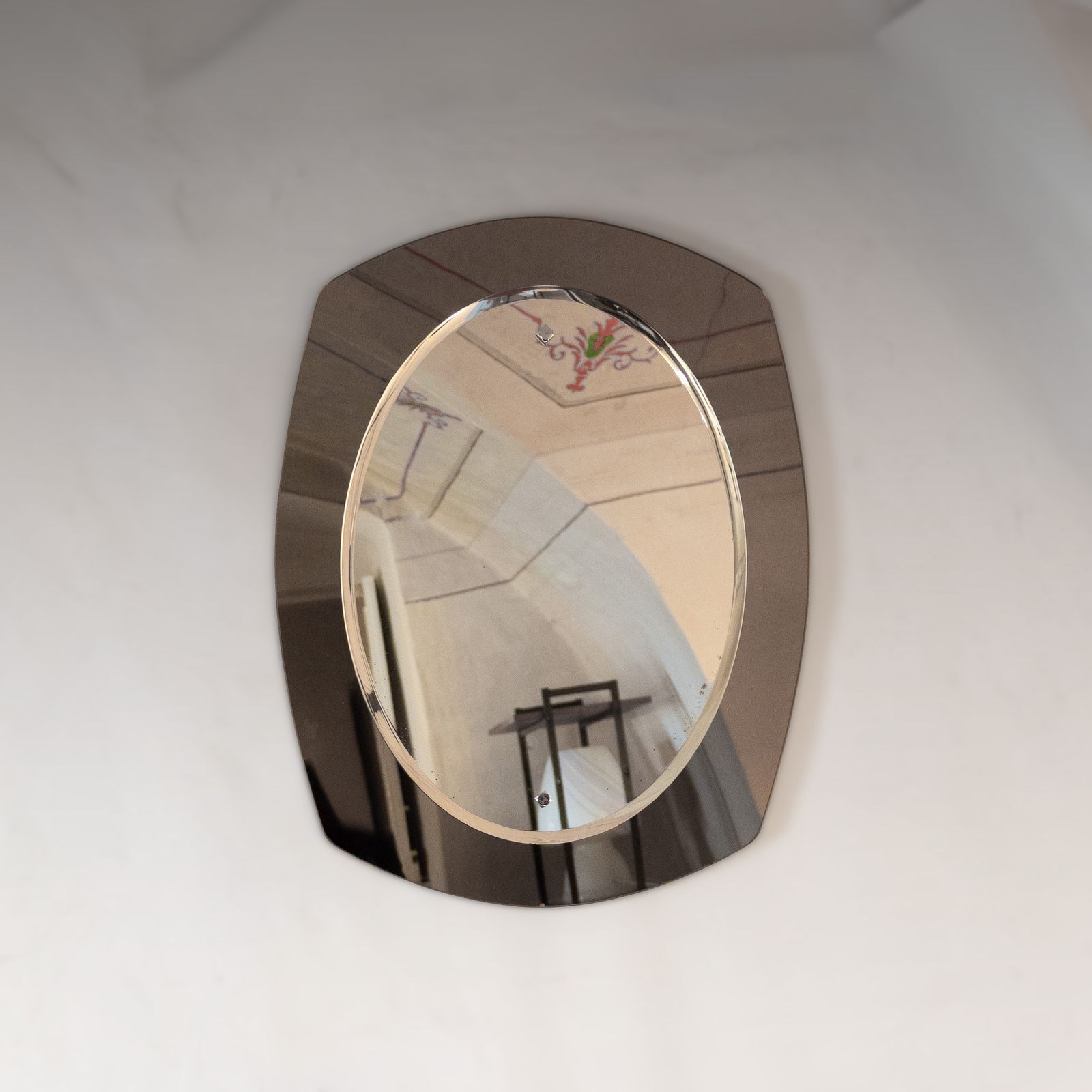 Mid  Century Modern Beveled Glass Wall Mirror, Italy 1970s photo vinterior
