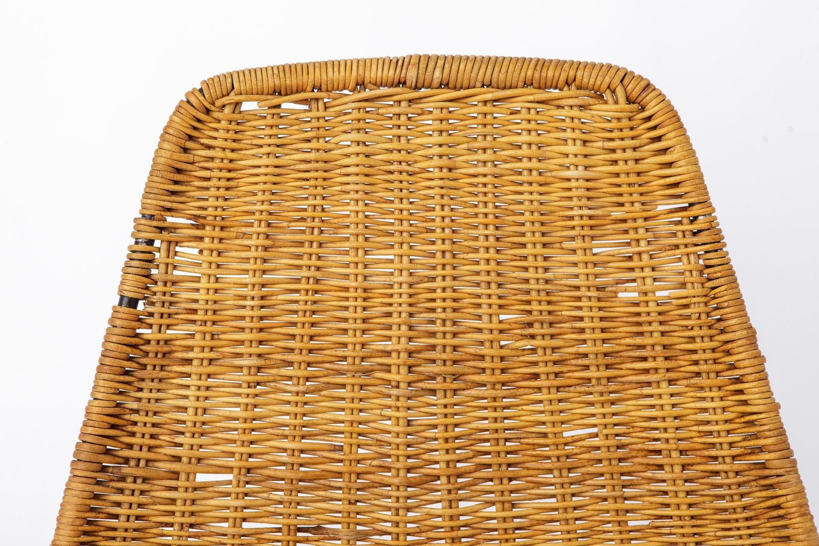 Set Van 2 Gianfranco Legler Basket Chairs, Jaren 1950 Rotan Stoelen, Mid Century Zwitsers Design, Metaal & Vlechtwerk photo buy