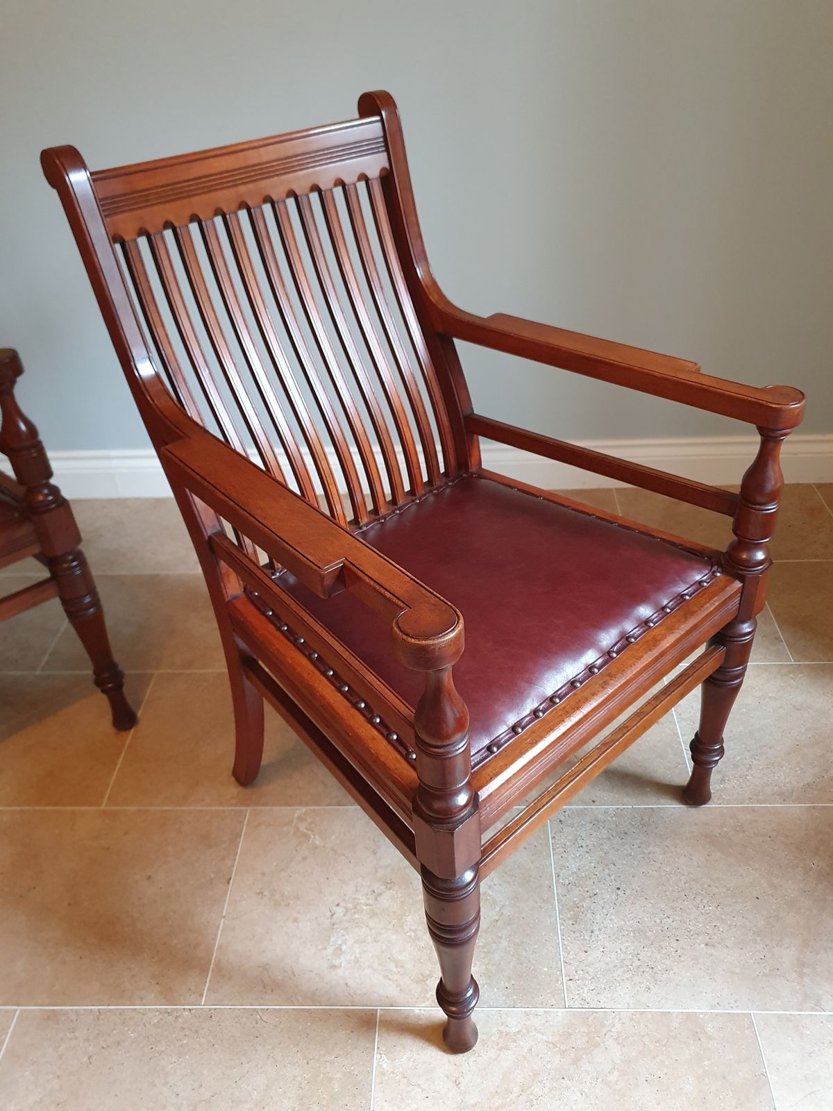 Pair Of Late 19th Century Walnut Chairs With Leather Seats photo furniture