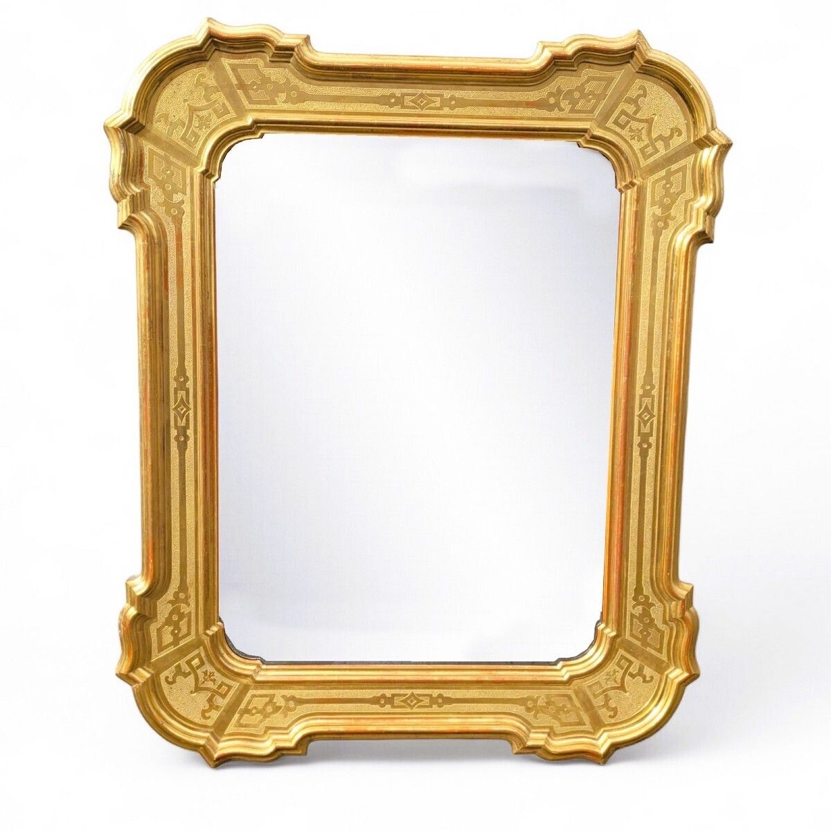 Large Mirror, 163cm High, In Gilded Wood, Italy, Mid 19th Century