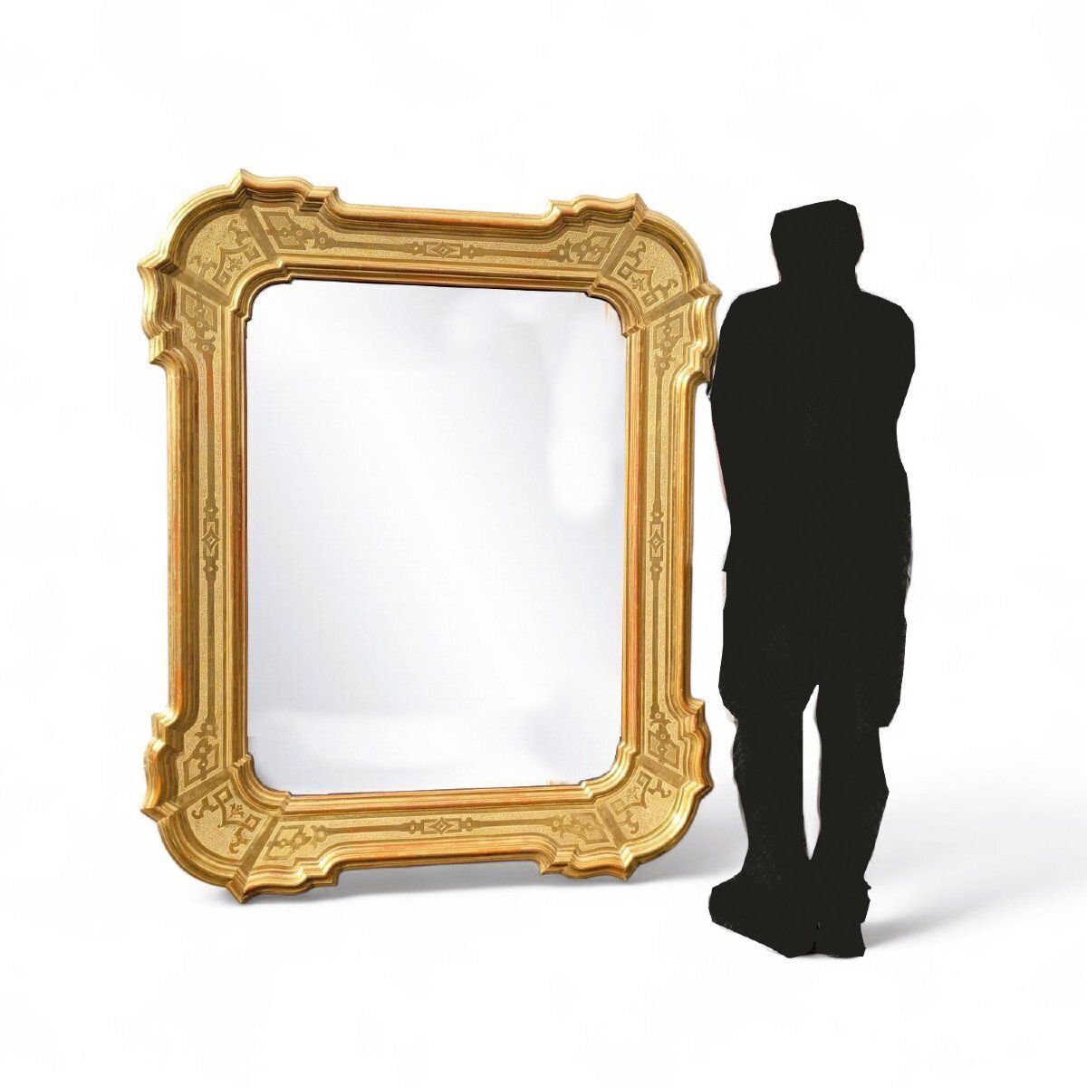 Large Mirror, 163cm High, In Gilded Wood, Italy, Mid 19th Century photo furniture