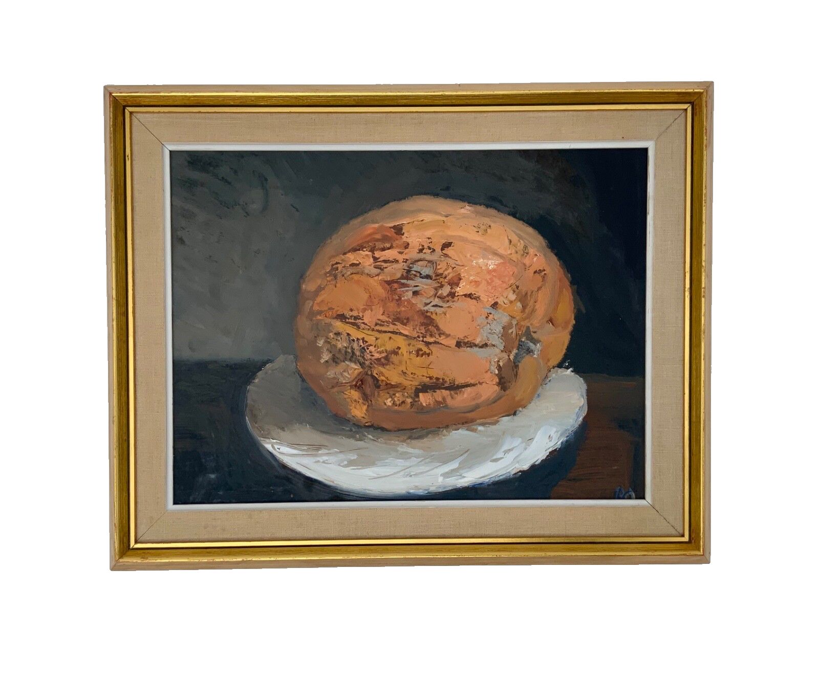 Vintage Oil Painting Still Life With Pumkin Signed R. Grinberg