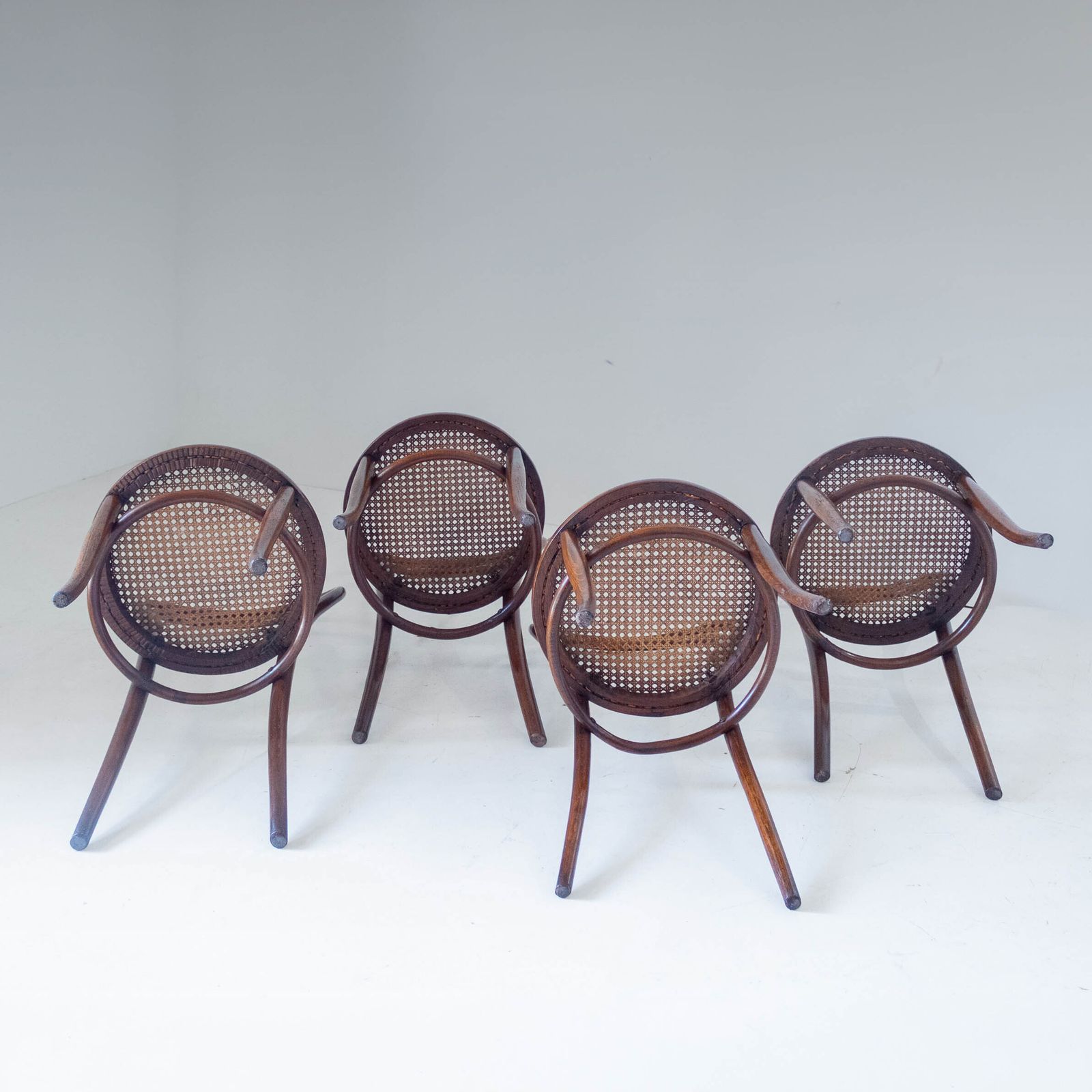 1900s Set Of Four Bentwood And Cane Dining Chairs By Josef Hoffmann, Labeled photo vinterior