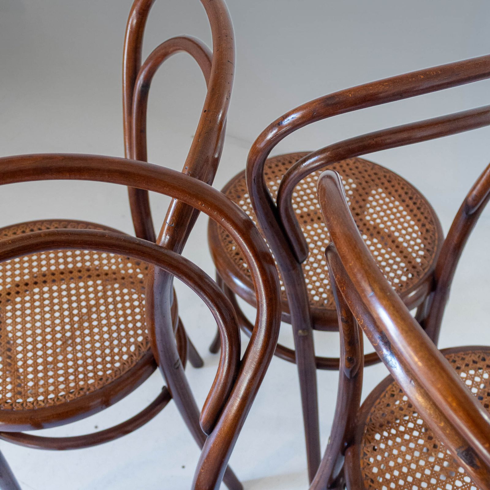 1900s Set Of Four Bentwood And Cane Dining Chairs By Josef Hoffmann, Labeled photo buy