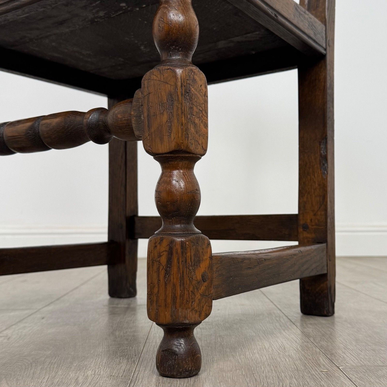 Antique 20th Century Set Of 4 Jacobean Style Oak Dining Chairs ( Af 5372 ) photo vinterior