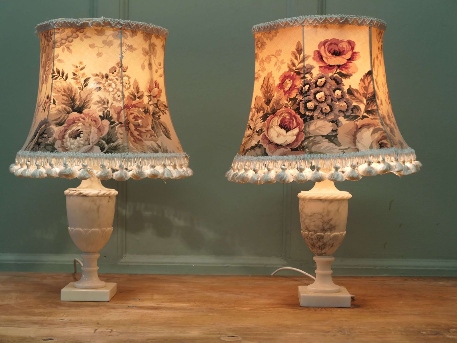 A Pair Of White Marble Vase Lamps A Lovely Vintage Pair photo for sale