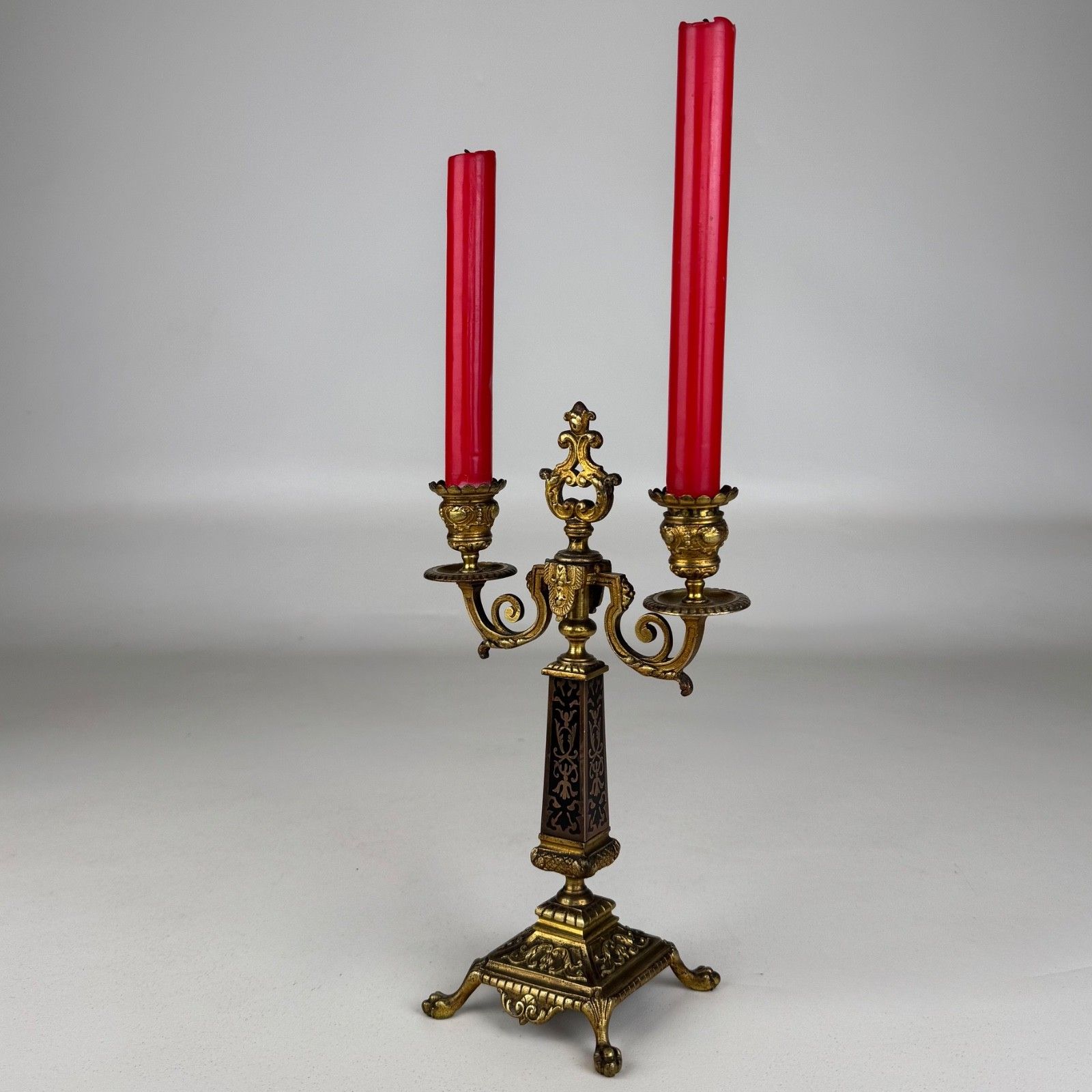 Antique 19th Century French Pair Of Brass Candelabra ( Af 5345 ) photo Home Decor