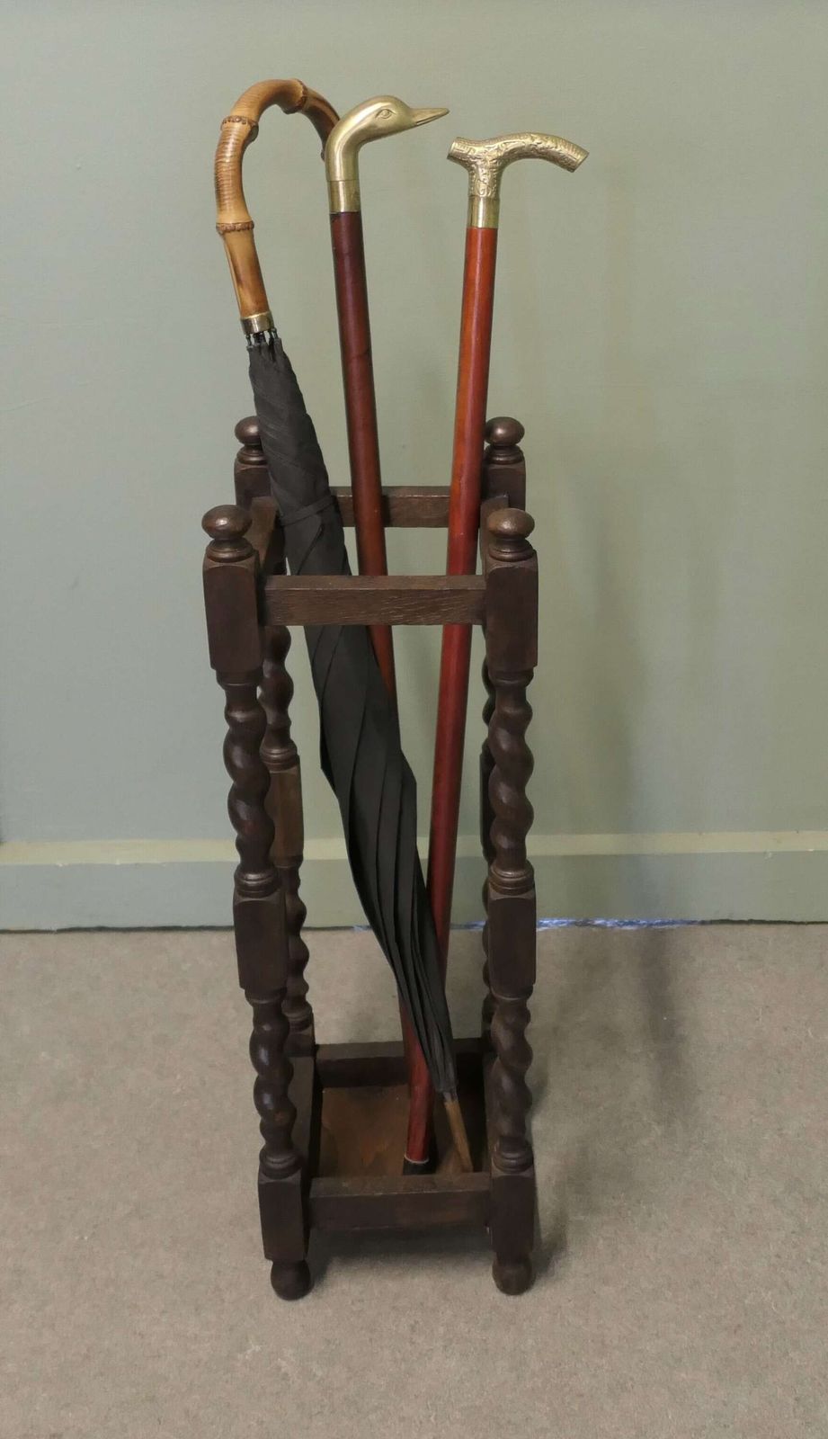 A 19th Century Oak Barley Twist Stick Stand Or Umbrella Hall Stand photo furniture