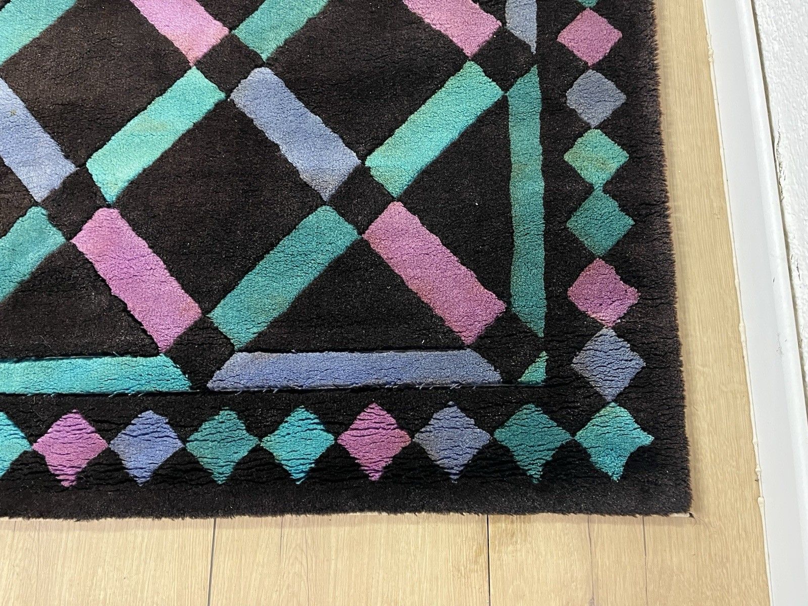 Missoni 80’s Harlequine Wool Rug Vintage Design photo vinterior