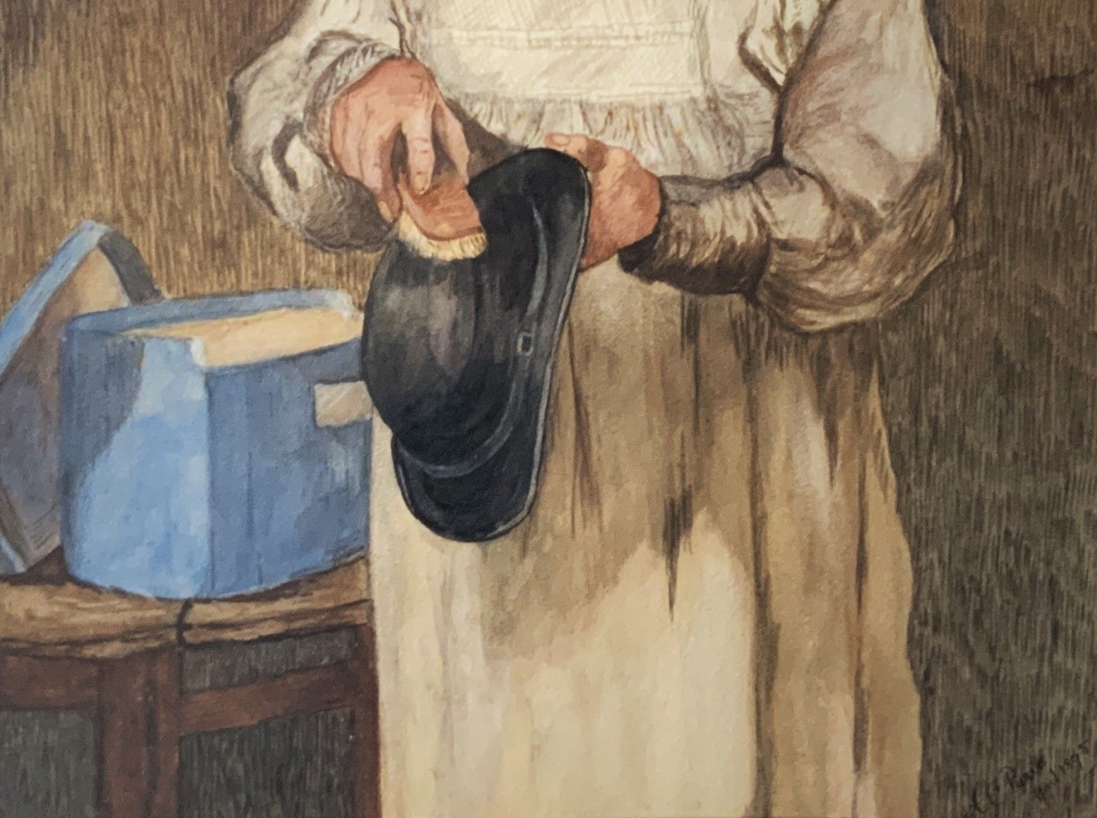 'His Sunday Best' Original Victorian Genre Portrait Watercolour Painting C. 1895 photo 299.0