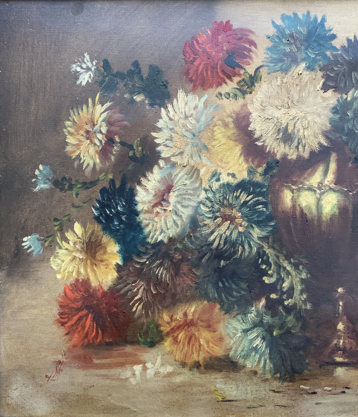 Fine 19th Century Swiss Floral Still Life Oil Painting For Minor Tlc (2 Of 2) photo vinterior