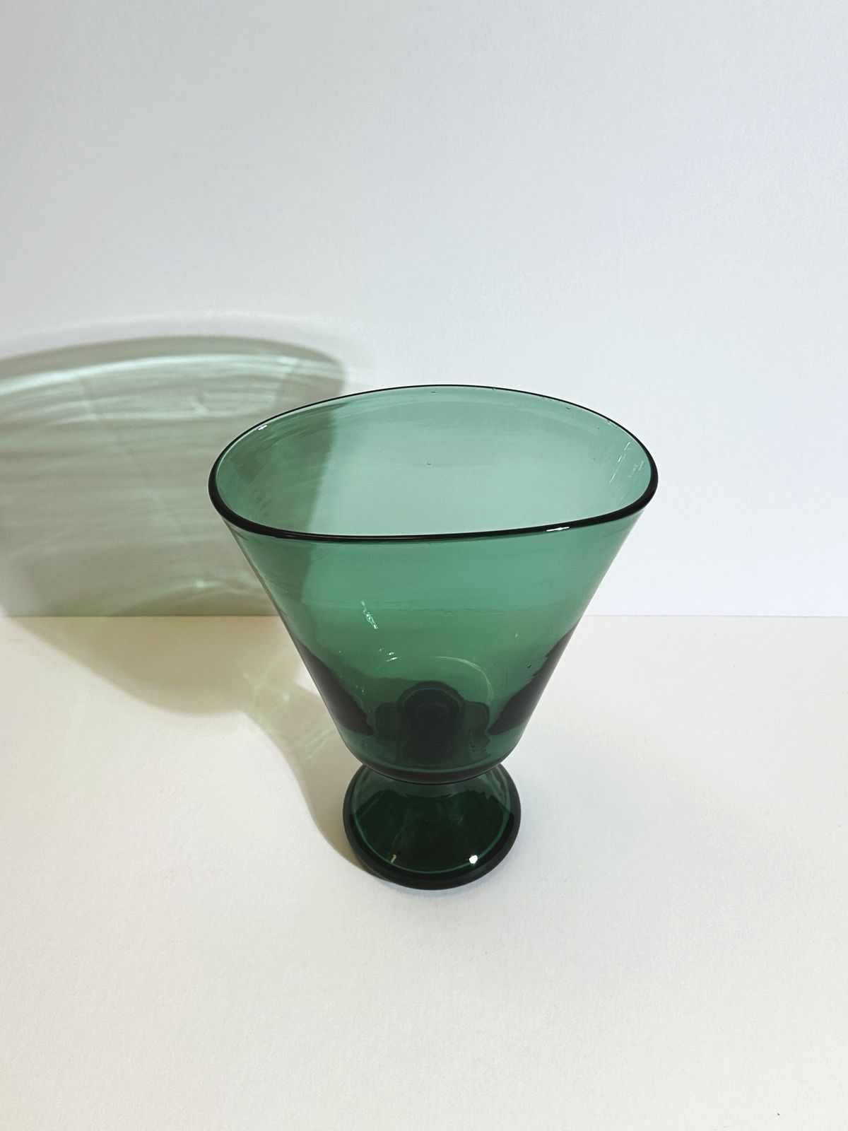 Green Glass Vase, Pedestal Form, Italian Mid Century 1960s photo buy