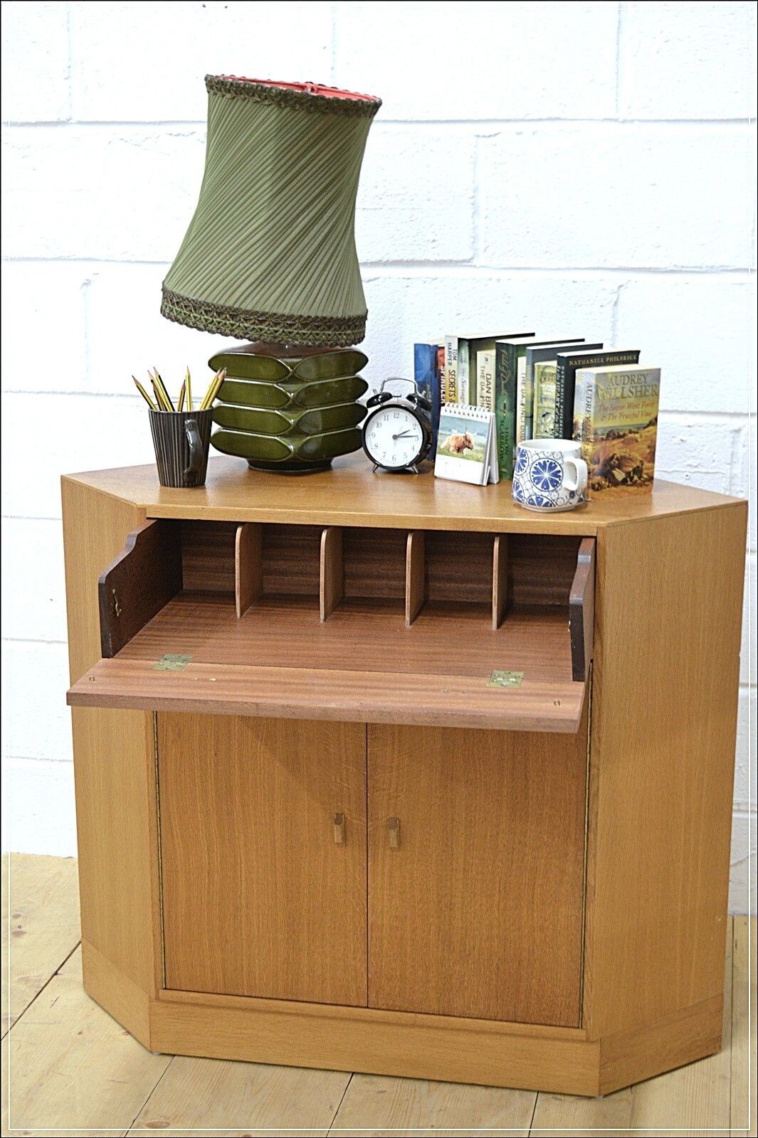 G Plan Desk Vintage Corner  Danish Mid Century Light Oak photo vinterior