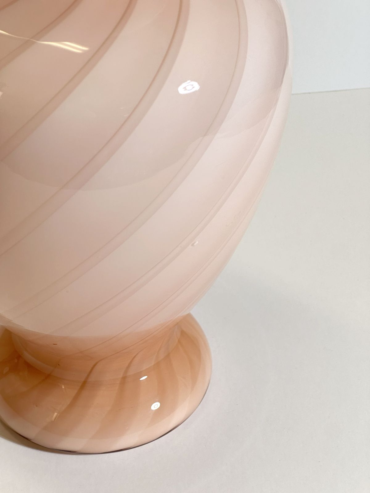 Murano Blush Pink Glass Vase, Cased Optic Swirl Urn On Pedestal, 1970s Italy photo Home Decor
