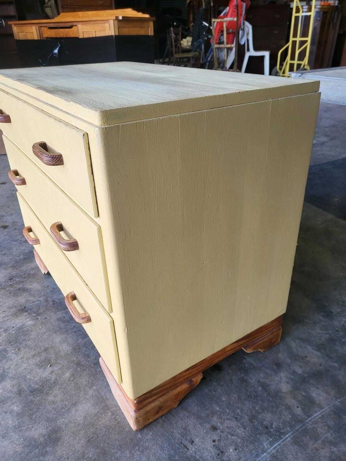 Vintage Small Low Painted Chest Of Drawers 3 Drawers photo Furniture