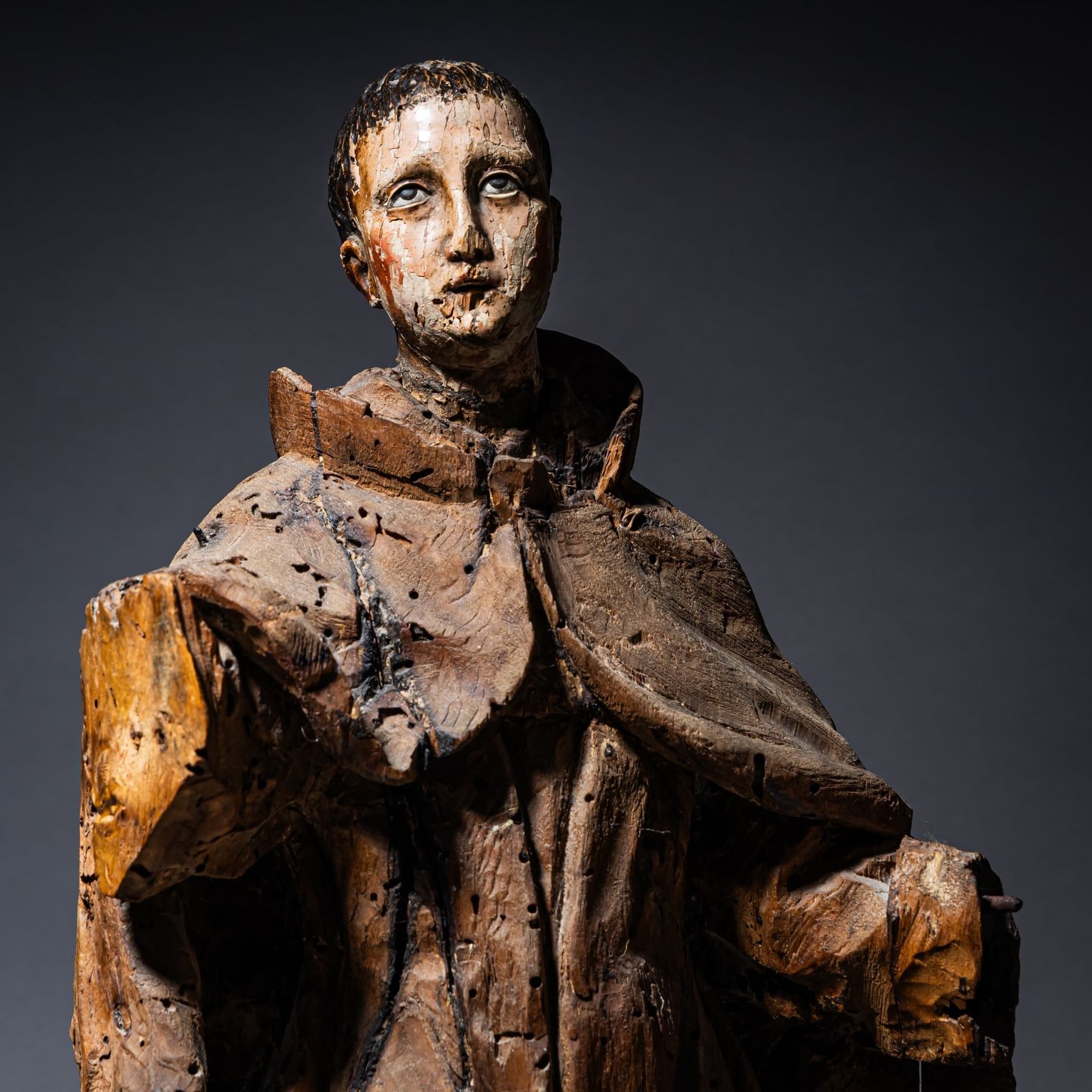 Wooden Sculpture Of Saint Francis Of Assisi, 18th Century photo furniture
