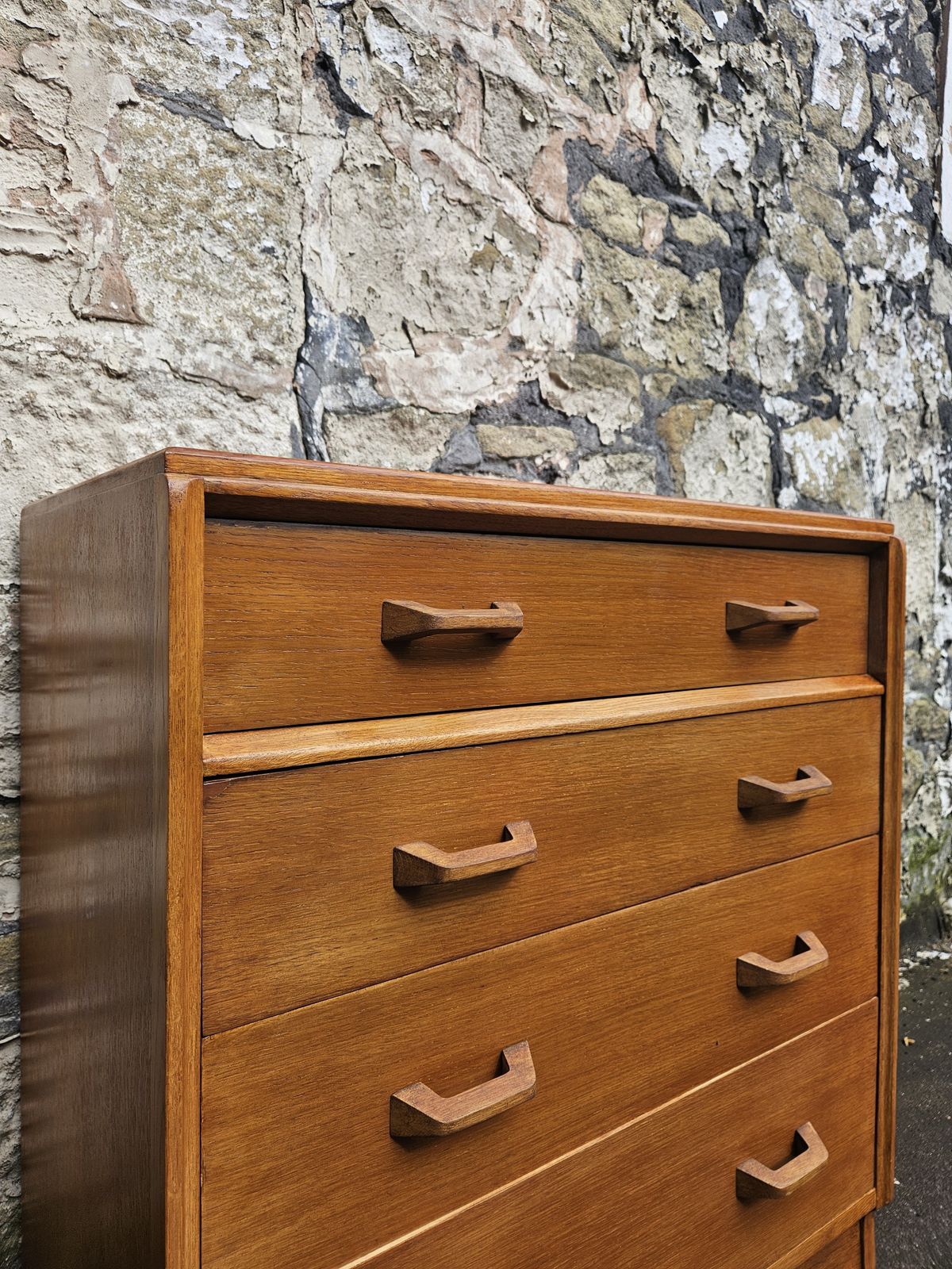 G Plan Oak Chest Of Drawers: Mid Century Modern Brandon Range Four Drawer Tallboy photo buy
