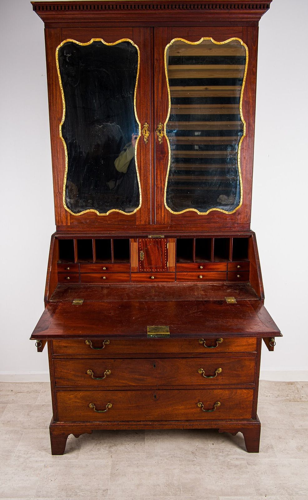Fine George III Period English Mahogany Bureau Bookcase C.1760 photo 2250.0