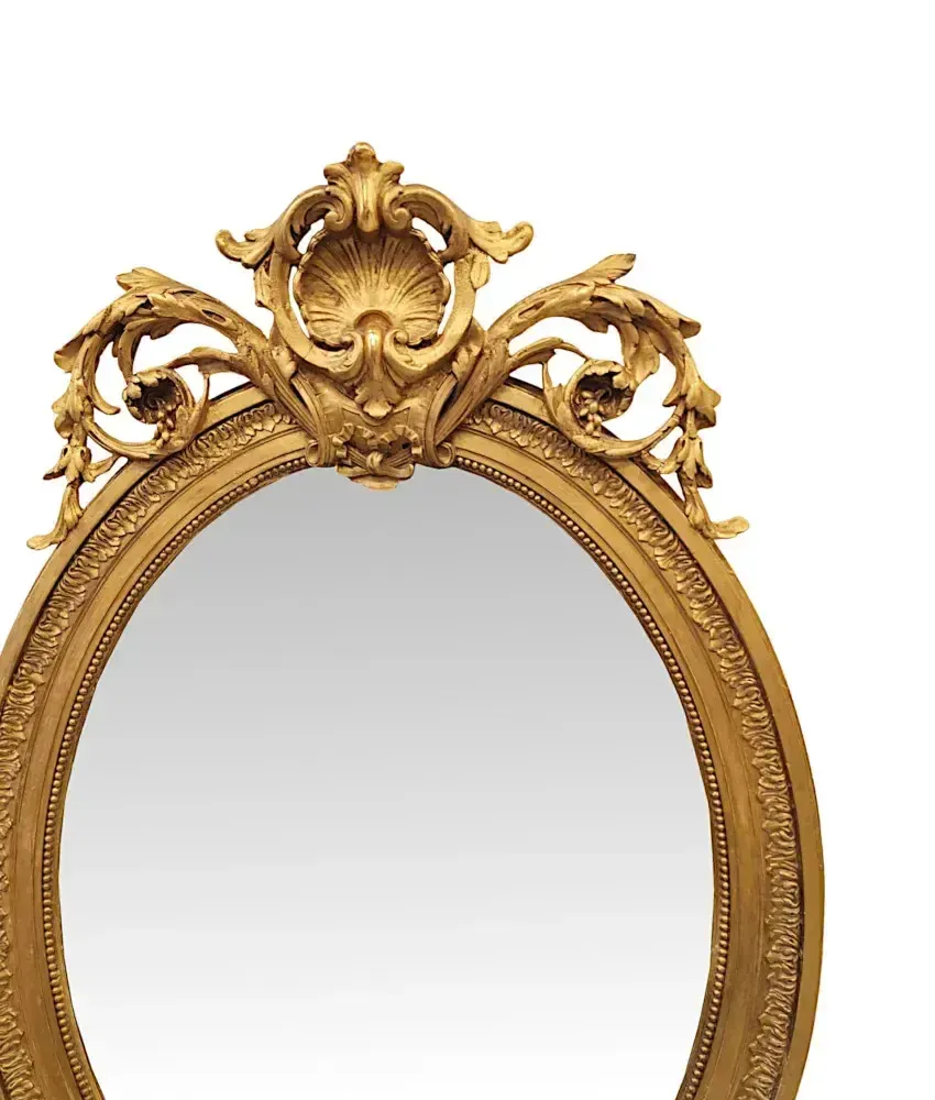 A Fabulous Large 19th Century Giltwood Oval Pier Or Hall Mirror photo for sale