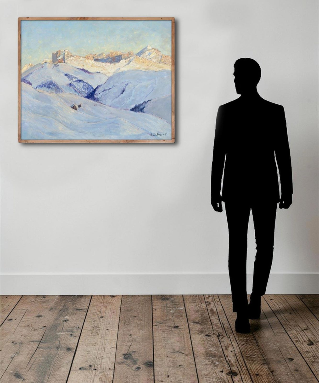 photo vinterior Antique Painting "Sunset Over The Dolomites – Emil Donat"