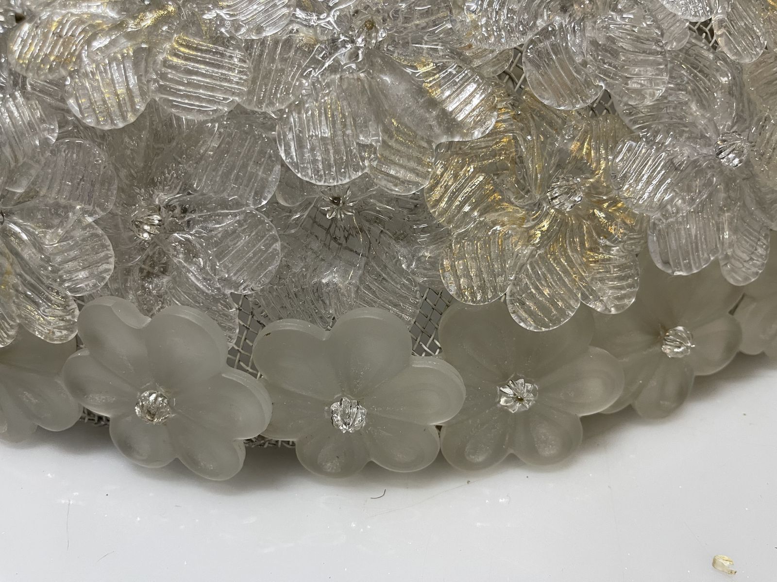 Extra Large Murano Glass Flower Flushmount By Archimede Seguso, 1960s photo vinterior