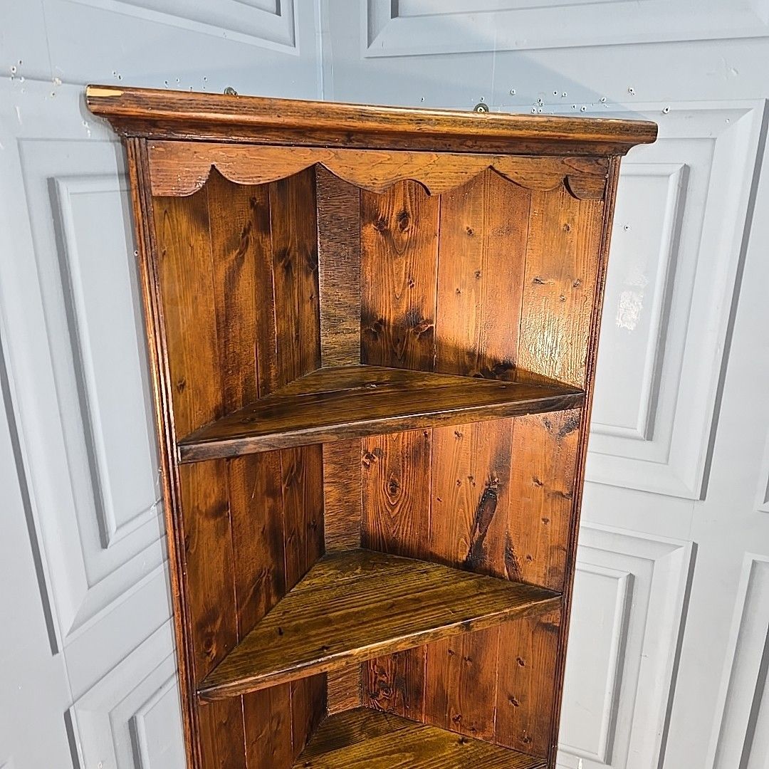 Rustic Pine Corner Shelf Unit / Vintage Wall Shelving Shelves Solid Wooden Pine photo 130.0