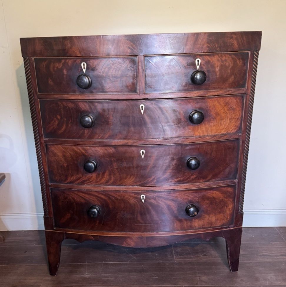 Regency Mahogany Bow Fronted Chest Of Drawers photo Furniture