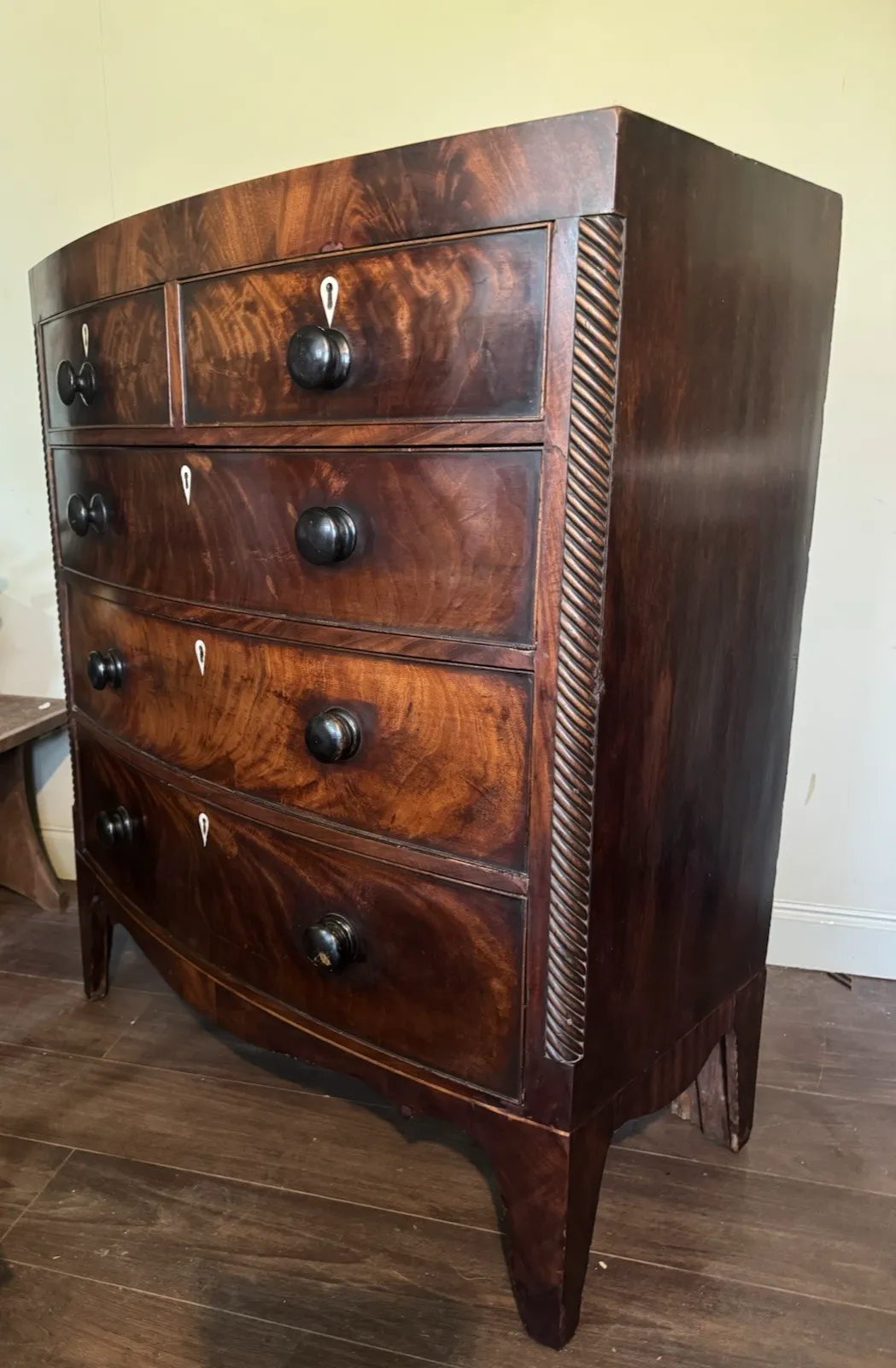 Regency Mahogany Bow Fronted Chest Of Drawers photo 550.0