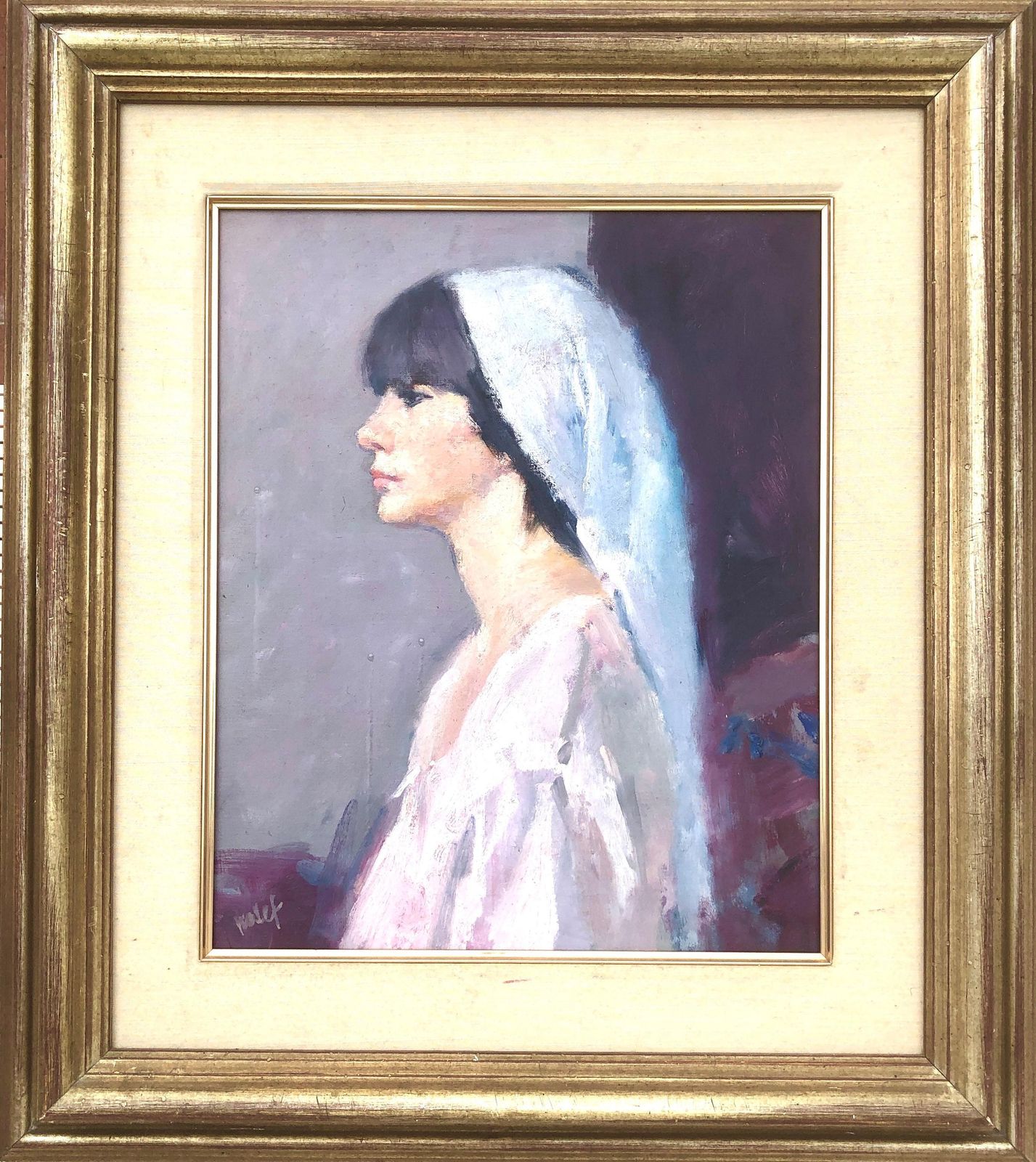 Joan Palet Mediterraan Vrouwenportret In Profiel Olieverfschilderij Spaans Vrouwelijk Figuur Jaren 1970 photo furniture