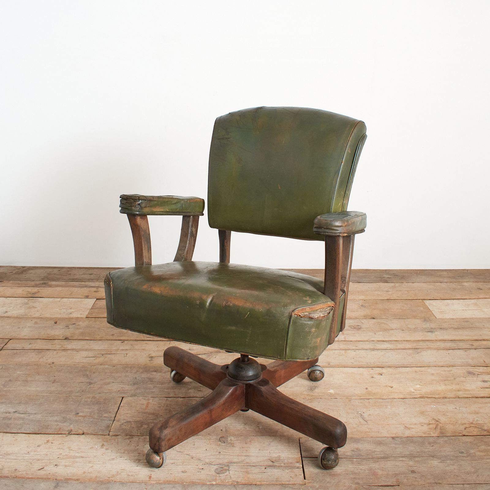 Antique Us Military Leather Swivel Office Desk Chair photo furniture