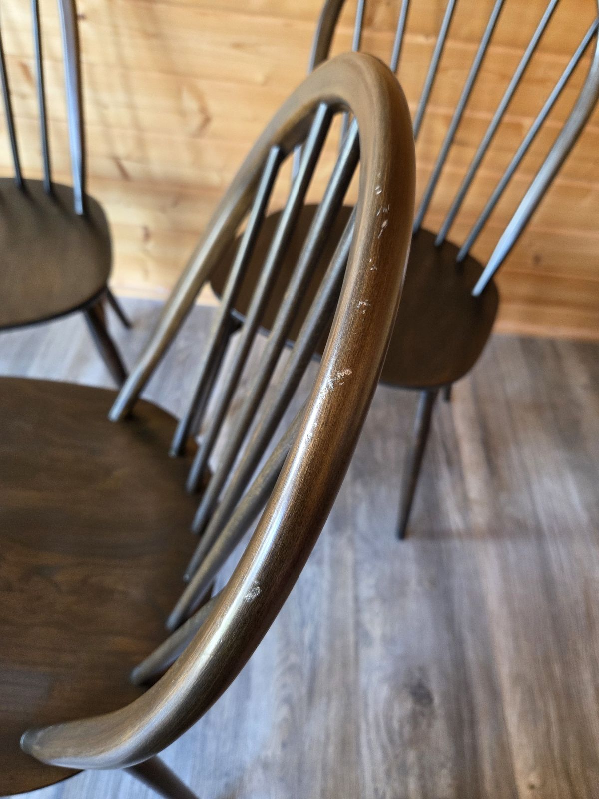 3 Ercol Mid Century Windsor Elm Dining Chairs photo 120.0
