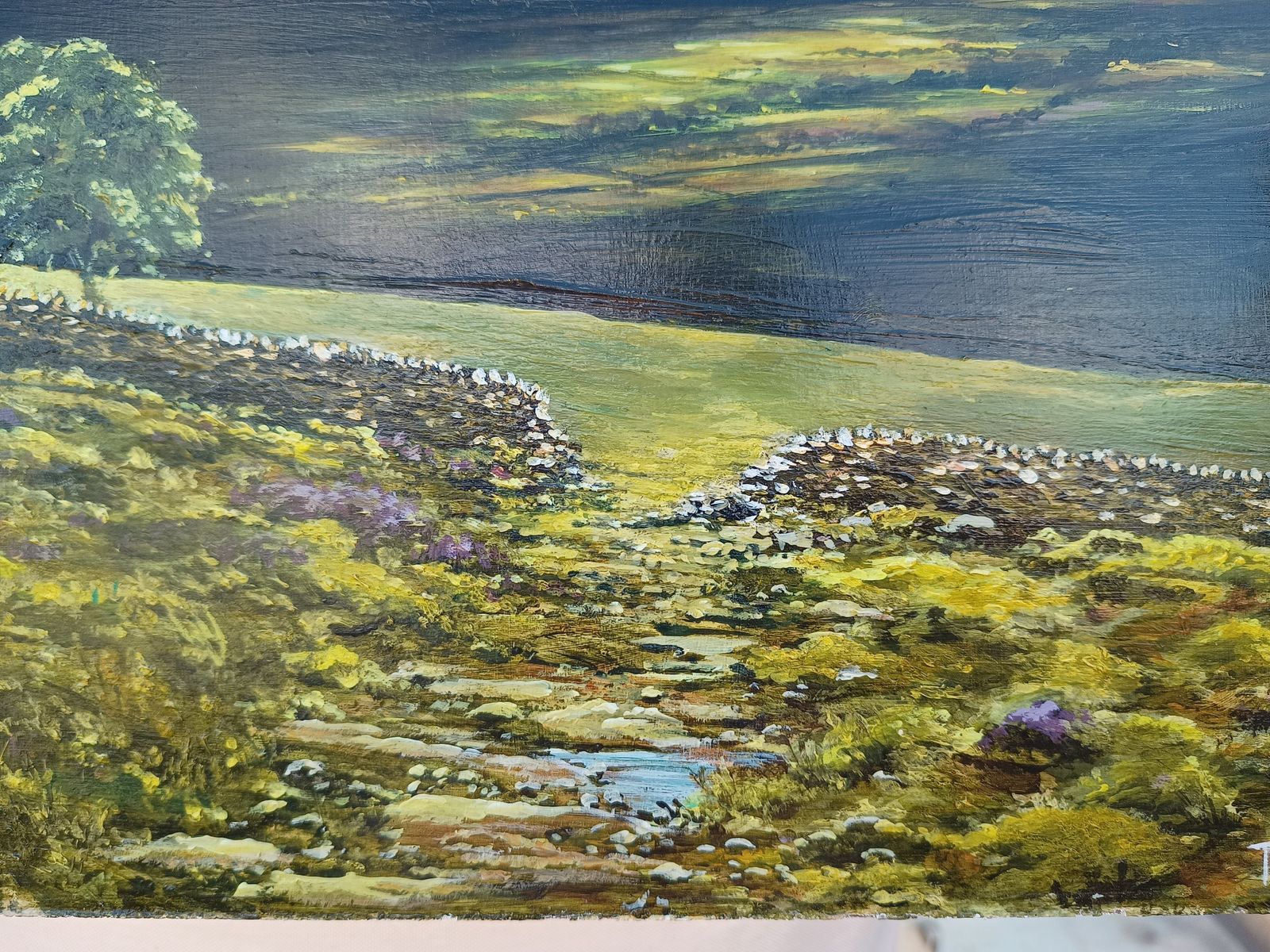 Original Oil Painting Top Withers Wuthering Heights Yorkshire Moors Landscape Unframed Signed Sheila Turner. photo furniture