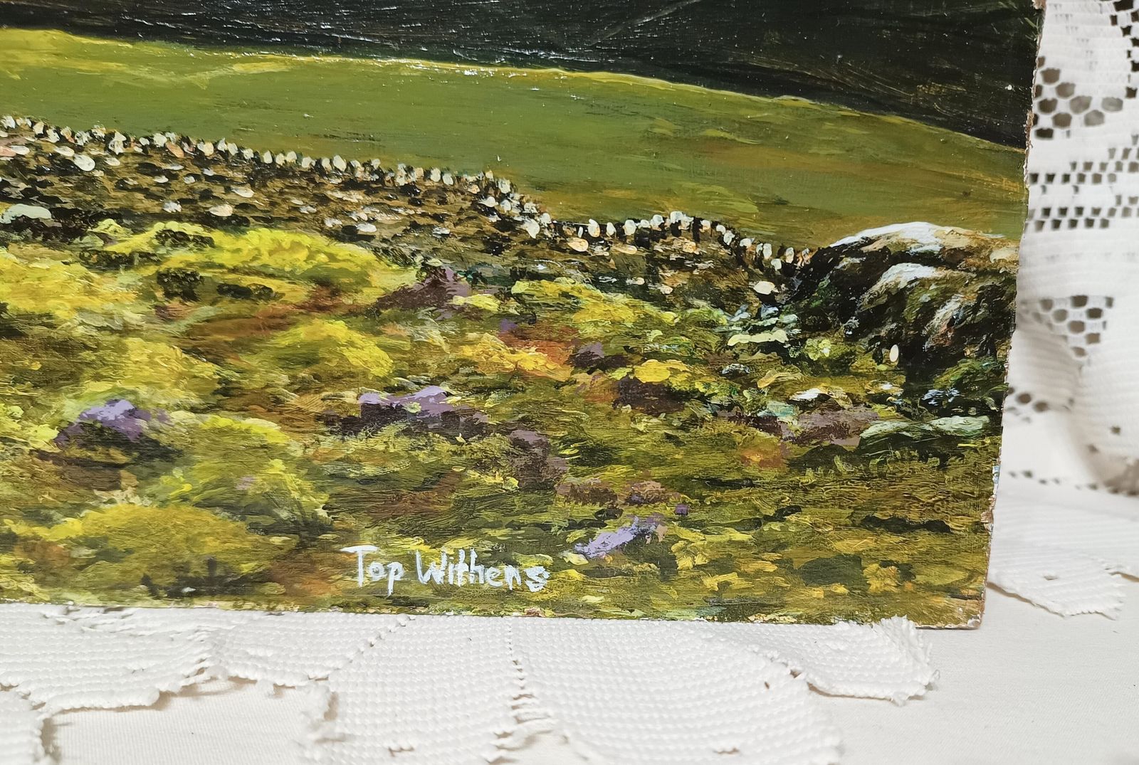 Original Oil Painting Top Withers Wuthering Heights Yorkshire Moors Landscape Unframed Signed Sheila Turner. photo vinterior