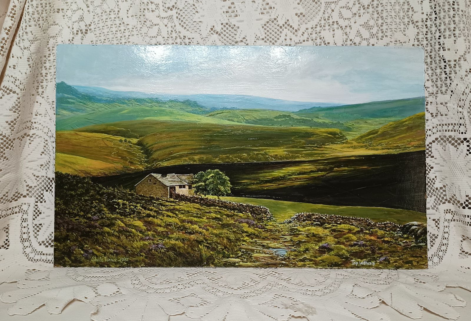 Original Oil Painting Top Withers Wuthering Heights Yorkshire Moors Landscape Unframed Signed Sheila Turner. photo buy