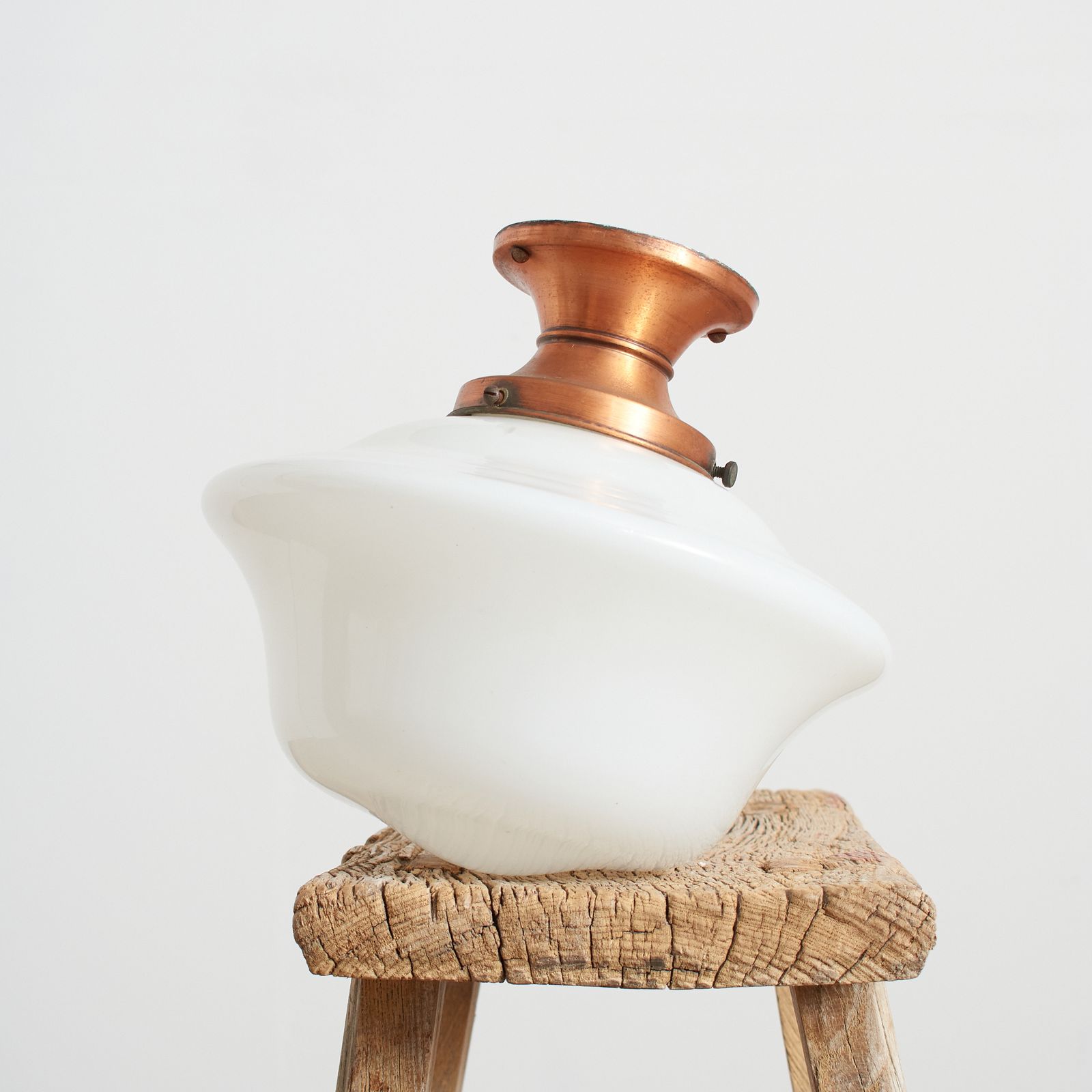 Pair Of Antique Church Opaline Flush Ceiling Lights photo for sale