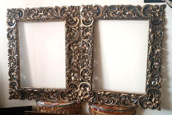 Large Antique Lacquered And Gilded Frame Italy 19th Century photo furniture