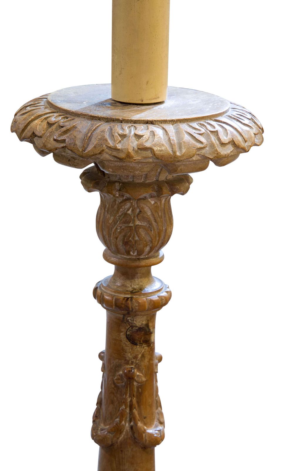 An Impressive Antique Italian Carved Pinewood Torchere, Circa 1900. photo for sale