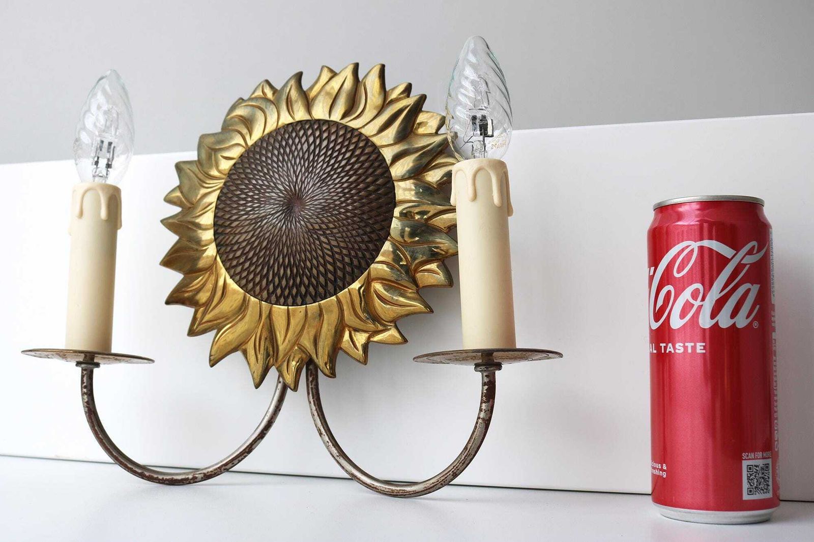 photo buy Maison Charles Sunflower Sconce, Marked Charles & Fils France, 1960s Brass Bronze Light