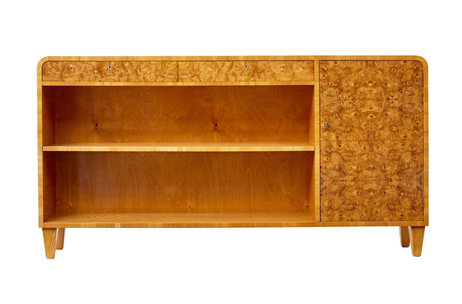 photo furniture Mid Century Swedish Elm And Burr Sideboard Bookcase