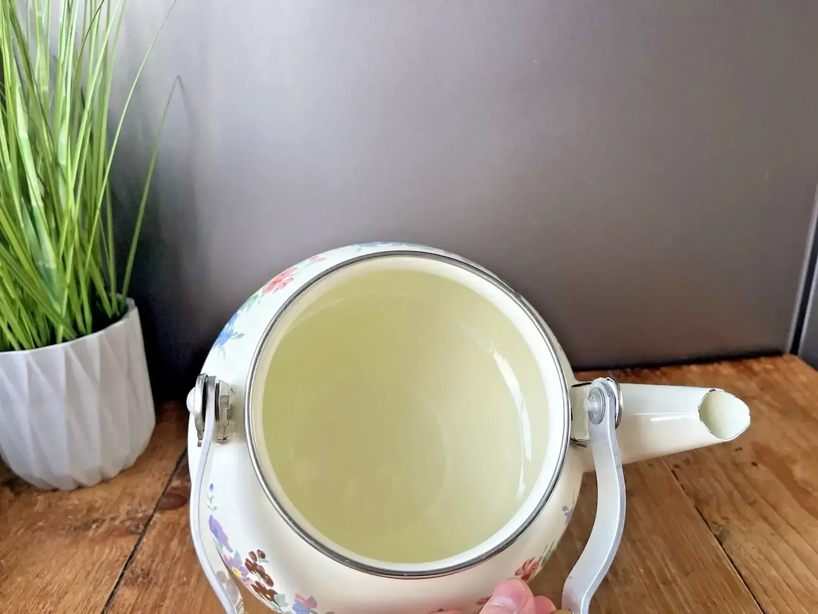 Vintage Country Cottage Kitchen Floral Peony Enamel Stove Top Kettle / Teapot photo vintage