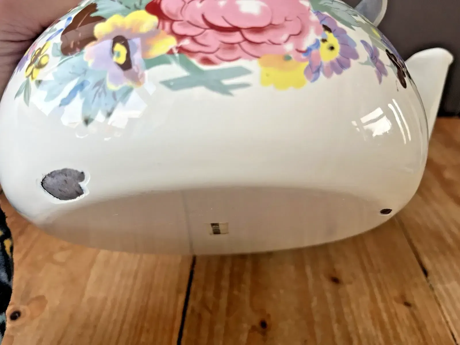 Home Decor Vintage Country Cottage Kitchen Floral Peony Enamel Stove Top Kettle / Teapot photo