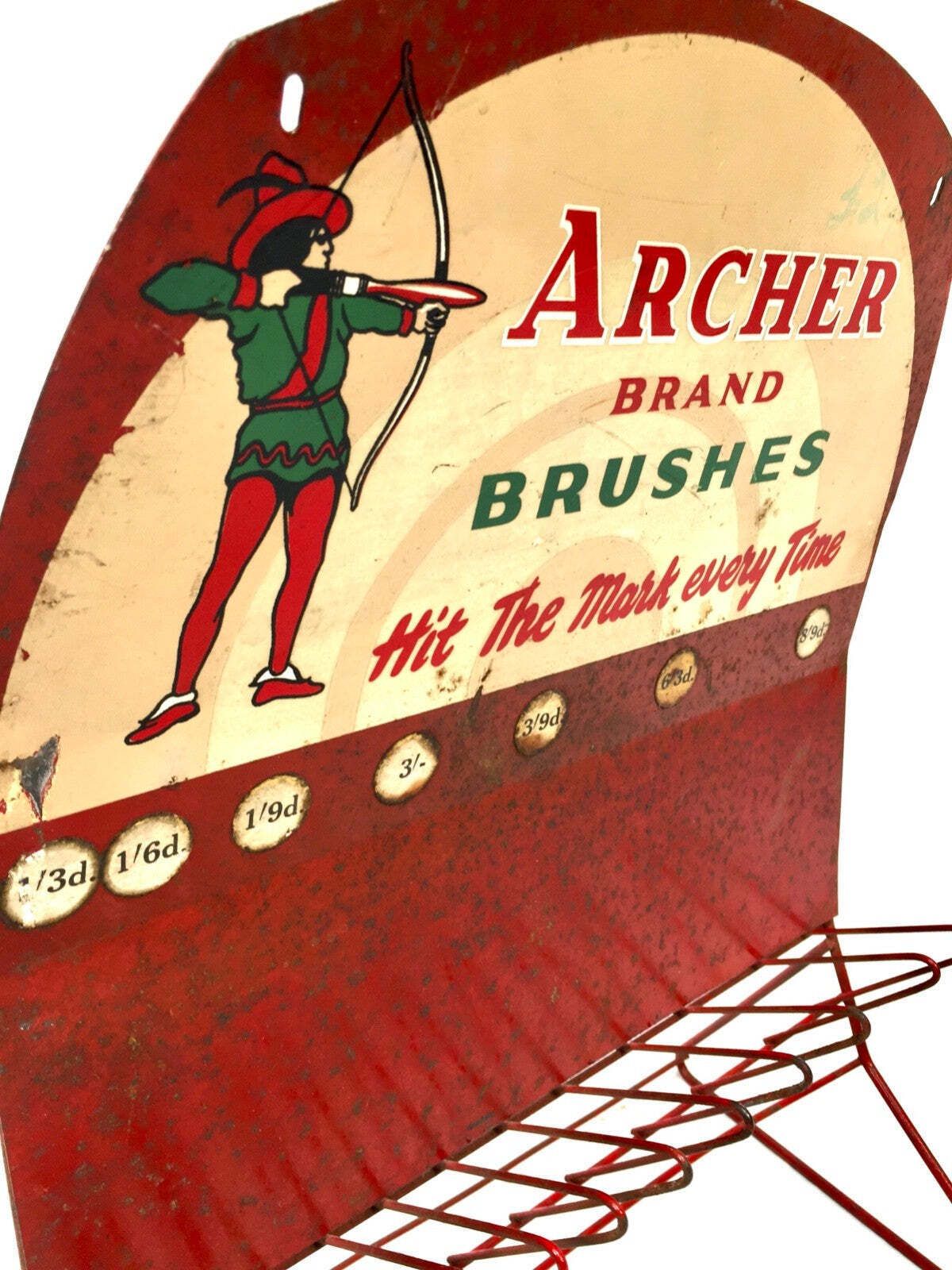Antique Advertising Archer Brand Brushes Shop Display Metal Display Stand Rack photo Furniture