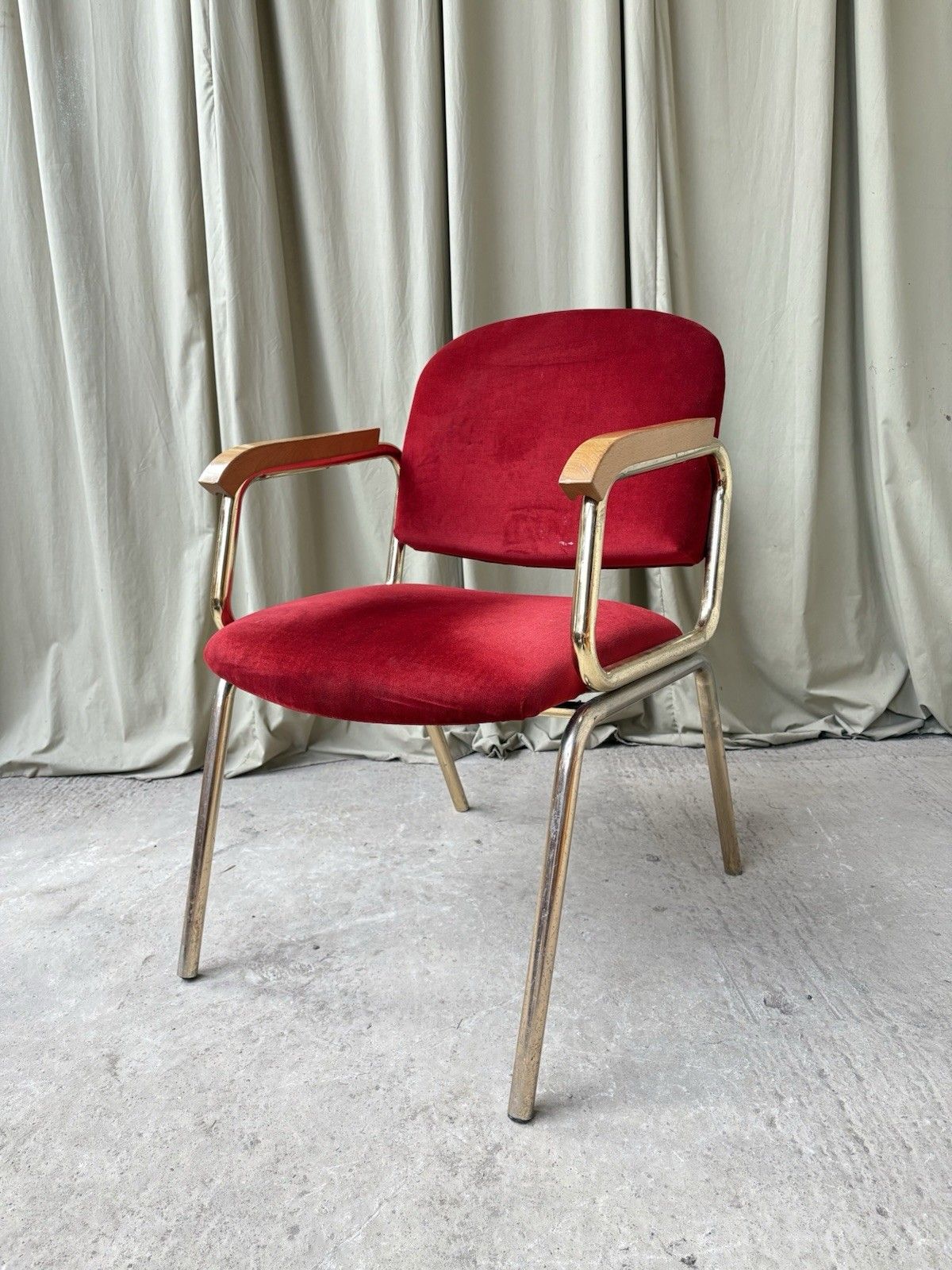 Vtg Late Mid Century Armchair Chrome Desk Chair Lounge Retro Bauhaus Style R1134 photo Furniture