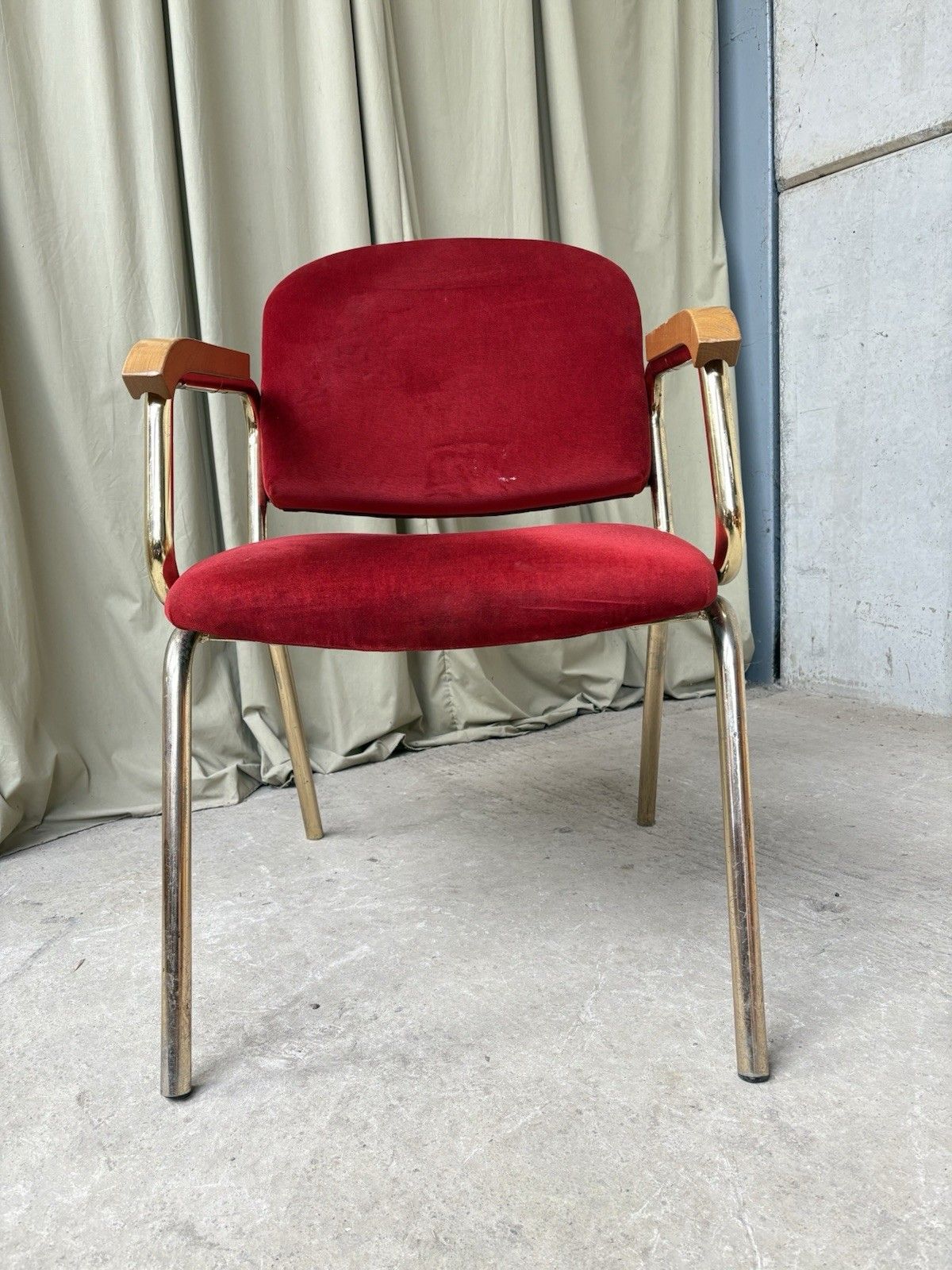 Vtg Late Mid Century Armchair Chrome Desk Chair Lounge Retro Bauhaus Style R1134 photo vinterior